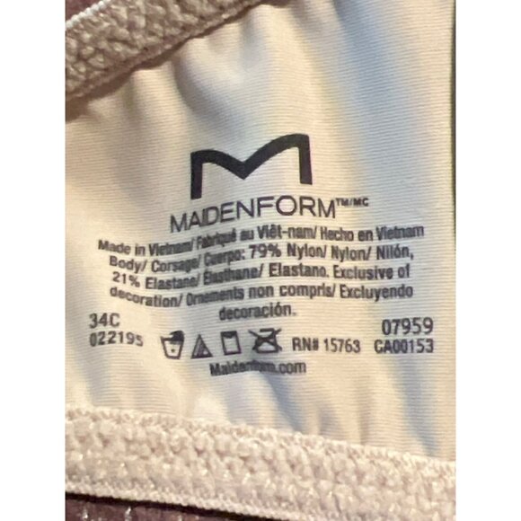 Maidenform Womens Beige Underwire Bra 34C Nylon & Elastane Made In Vietnam - Picture 6 of 6